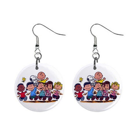 Peanuts - Snoopy, Charlie Brown and the Gang Dangle Earrings Jewelry 1 inch Buttons 12304859