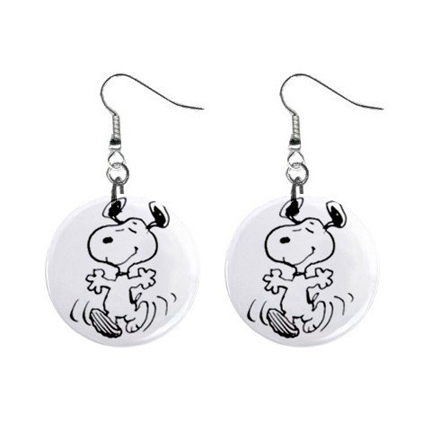 Snoopy Dancing Dangle Earrings Jewelry 1 inch Buttons 12304860