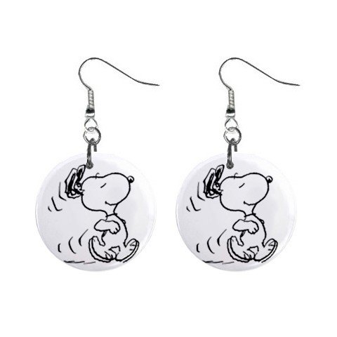 Snoopy Running Dangle Earrings Jewelry 1 inch Buttons 12304863