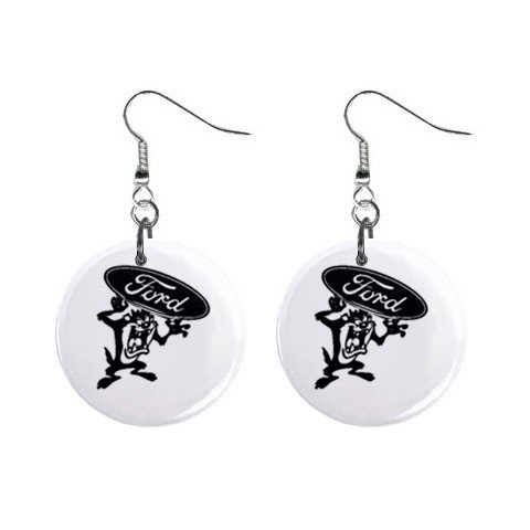 Taz Holding a Ford Sign Dangle Earrings Jewelry 1 inch Buttons 12304865