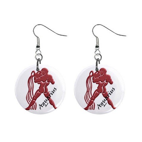 Zodiac Sign Aquarius Dangle Earrings Jewelry 1 inch Buttons 12176336