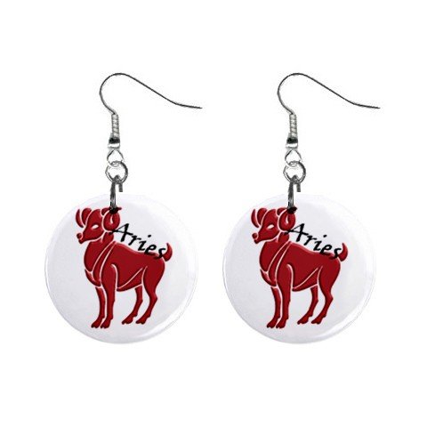 Zodiac Sign Aries Dangle Earrings Jewelry 1 inch Buttons 12176337