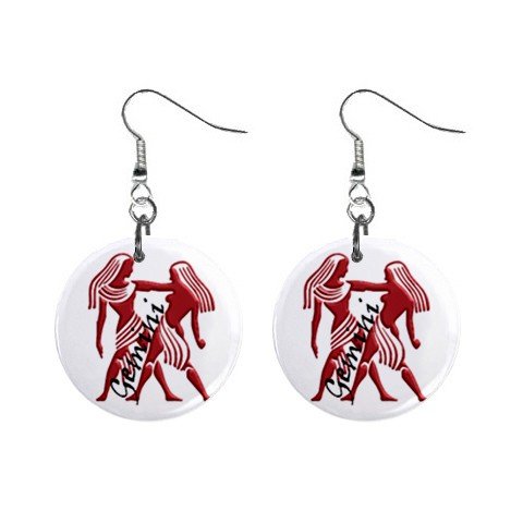 Zodiac Sign Gemini Dangle Earrings Jewelry 1 inch Buttons 12176342