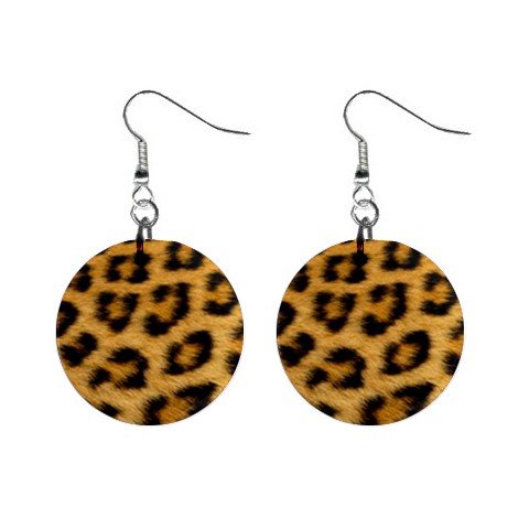 Cheetah Fur Print Dangle Earrings Jewelry 1 inch Buttons 12176314