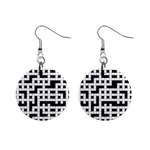 Crossword Puzzle Dangle Earrings Jewelry 1 inch Buttons 12176315