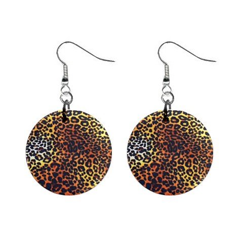 Leopard Print Dangle Earrings Jewelry 1 inch Buttons 12176321
