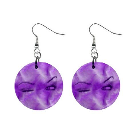 Purple Eyes Dangle Earrings Jewelry 1 inch Buttons 12176324