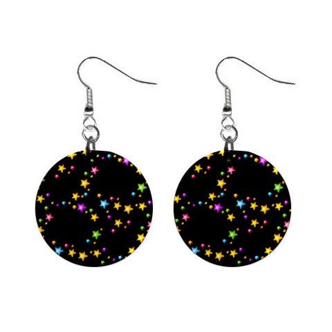 Starry Night Stars Dangle Earrings Jewelry 1 inch Buttons 12176325