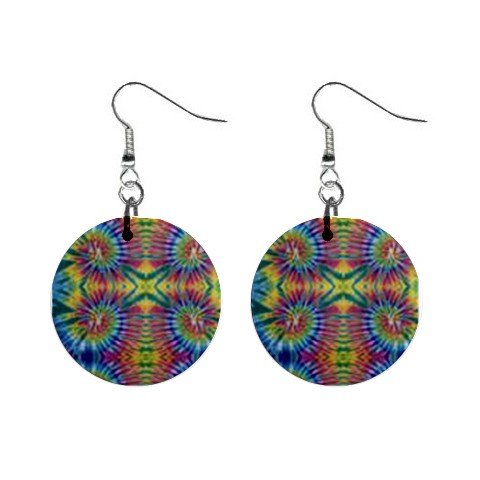 Tie Dye Tiedye Dangle Earrings Jewelry 1 inch Buttons 12176332