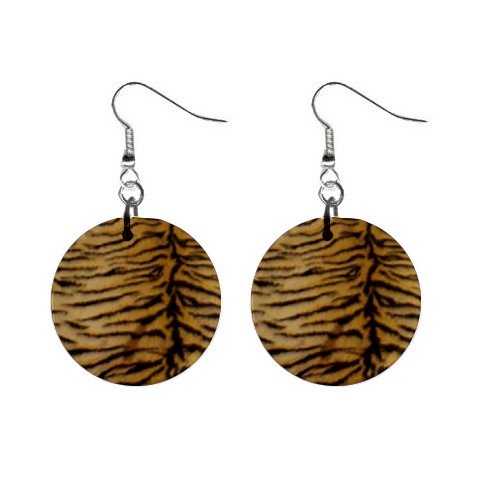 Tiger Fur Dangle Earrings Jewelry 1 inch Buttons 12176333