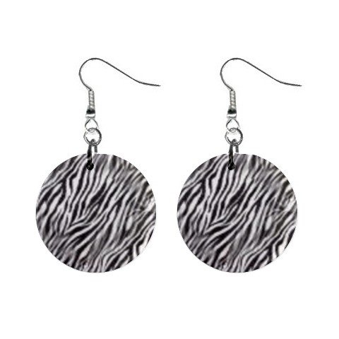 Zebra Pattern Print Dangle Earrings Jewelry 1 inch Buttons 12176335