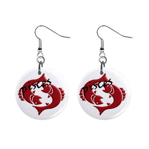 Zodiac Sign Pisces Dangle Earrings Jewelry 1 inch Buttons 12176346
