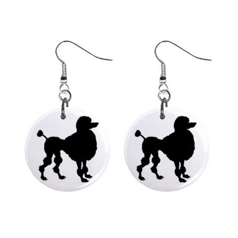 Black Poodle Silhouette Dangle Earrings Jewelry 1 inch Buttons 12305898