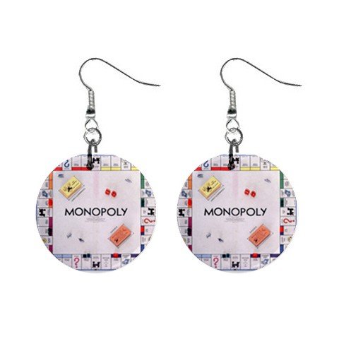 Monopoly Board Game Dangle Earrings Jewelry 1 inch Buttons 12305908