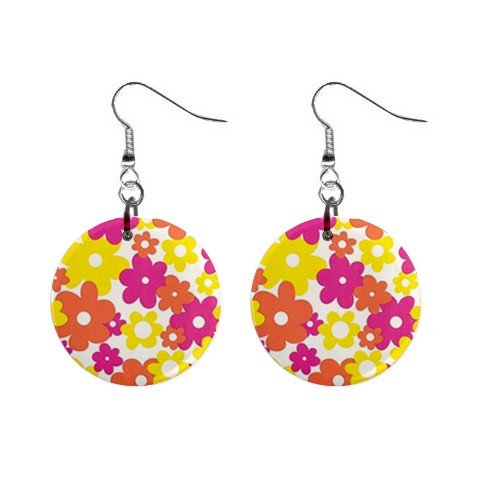 Hippy Flower Power #1 Dangle Earrings Jewelry 1 inch Buttons 12305913