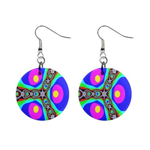Hippy Funky Groovy Far Out Design Dangle Earrings Jewelry 1 inch Buttons 12305916
