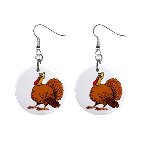 Tom Turkey Thanksgiving Day Dangle Earrings Jewelry 1 inch Buttons 12305922