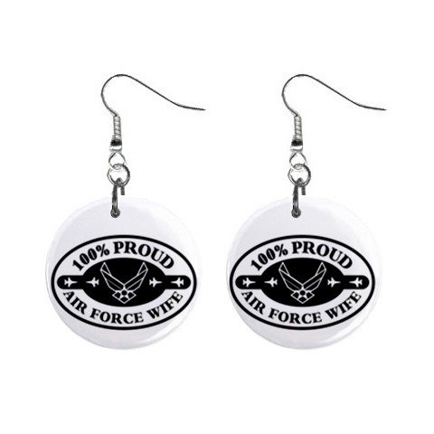 Proud Air Force Wife Dangle Earrings Jewelry 1 inch Buttons 12305923