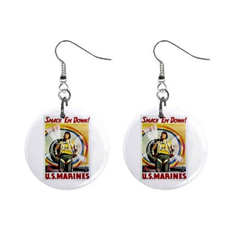 Smack 'em Down Marines Dangle Earrings Jewelry 1 inch Buttons 12305941