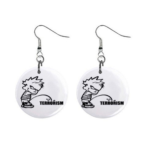 Pee On Terrorism Dangle Earrings Jewelry 1 inch Buttons 12305979