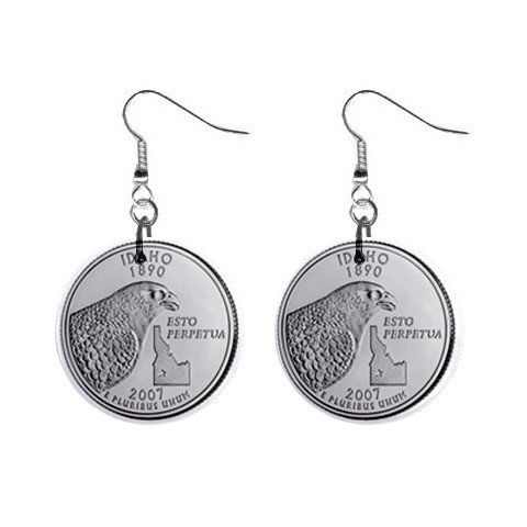 Idaho State Quarter Dangle Earrings Jewelry 1 inch Buttons12302546