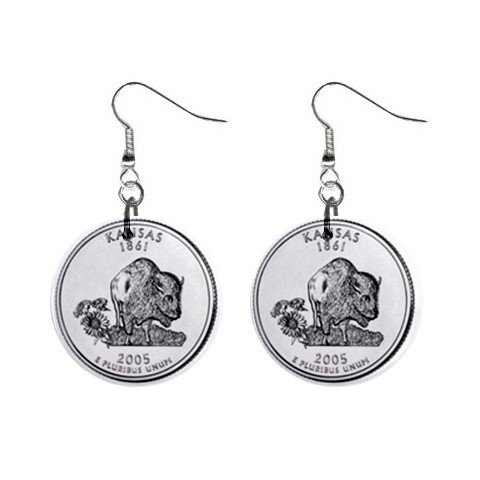 Kansas State Quarter Dangle Earrings Jewelry 1 inch Buttons 12302542