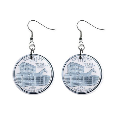 Kentucky State Quarter Dangle Earrings Jewelry 1 inch Buttons 12302541