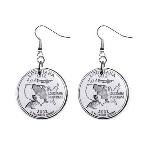 Louisiana State Quarter Dangle Earrings Jewelry 1 inch Buttons 12302540