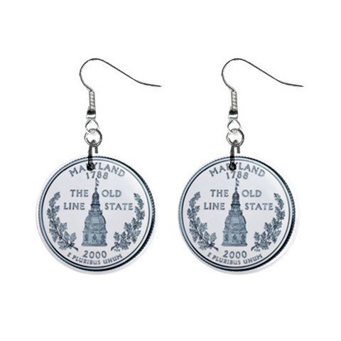 Maryland State Quarter Dangle Earrings Jewelry 1 inch Buttons 12302538