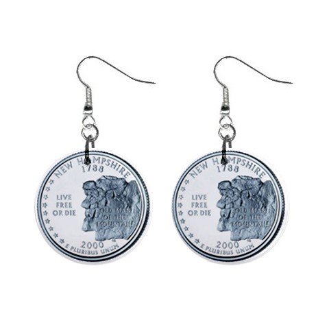 New Hampshire State Quarter Dangle Earrings Jewelry 1 inch Buttons12302528