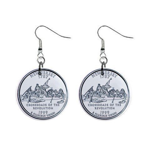 New Jersey State Quarter Dangle Earrings Jewelry 1 inch Buttons 12302527