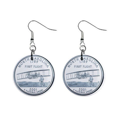 North Carolina State Quarter Dangle Earrings Jewelry 1 inch Buttons 12302524