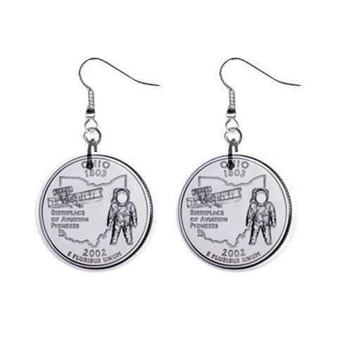 Ohio State Quarter Dangle Earrings Jewelry 1 inch Buttons 12302521