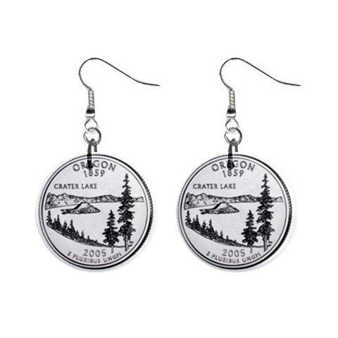 Oregon State Quarter Dangle Earrings Jewelry 1 inch Buttons 12302520