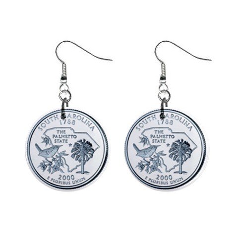 South Carolina State Quarter Dangle Earrings Jewelry 1 inch Buttons 12302515
