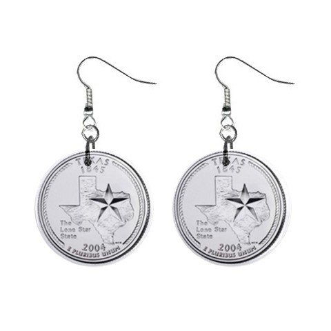 Texas State Quarter Dangle Earrings Jewelry 1 inch Buttons 12302512