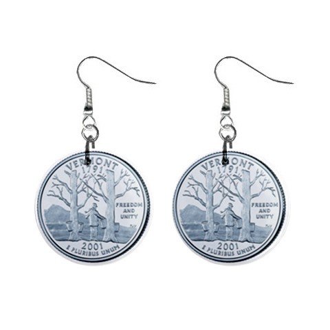 Vermont State Quarter Dangle Earrings Jewelry 1 inch Buttons 12302511