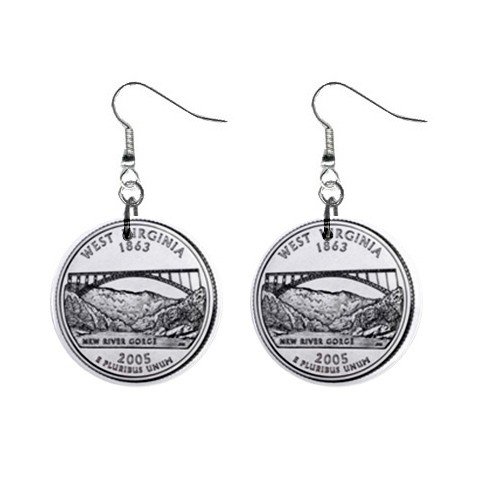 West Virginia State Quarter Dangle Earrings Jewelry 1 inch Buttons 12302508