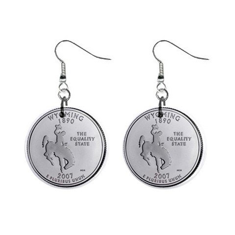 Wyoming State Quarter Dangle Earrings Jewelry 1 inch Buttons 12302506