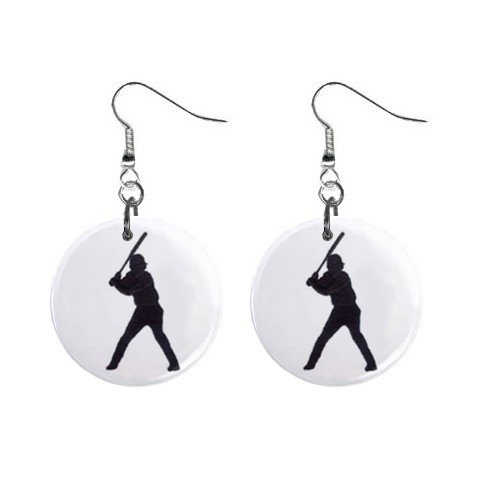 Baseball Player Dangle Earrings Jewelry 1 inch Buttons