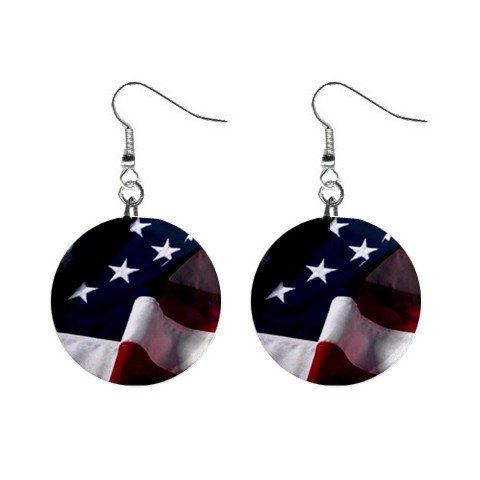 Flowing American Flag Dangle Earrings Jewelry 1 inch Buttons 12306003