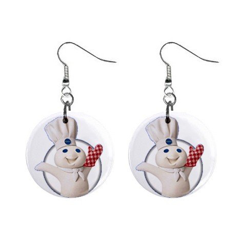 Pillsbury Doughboy #1 Dangle Earrings Jewelry 1 inch Buttons 12320043