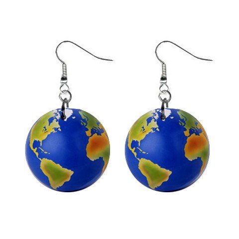 Globe Dangle Earrings Jewelry 1 inch Buttons 12320045