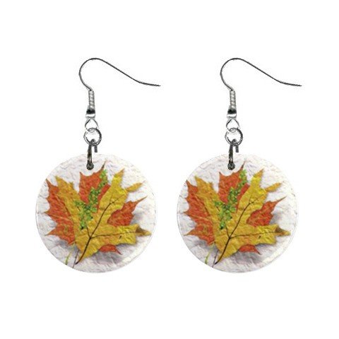 Fall Leaves Dangle Earrings Jewelry 1 inch Buttons 12320051