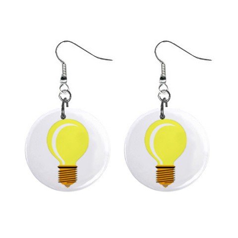Bright Idea Light Bulb Dangle Earrings Jewelry 1 inch Buttons 12320052