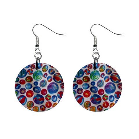 Marbles #2 Dangle Earrings Jewelry 1 inch Buttons 12320054