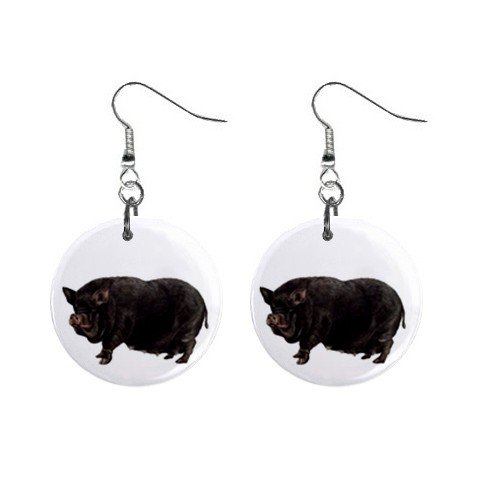 Pot Bellied Pig Belly Dangle Earrings Jewelry 1 inch Buttons 12320081