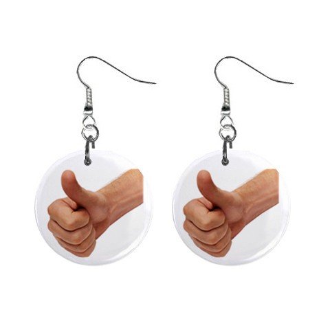 Thumbs Up Dangle Earrings Jewelry 1 inch Buttons 12320093