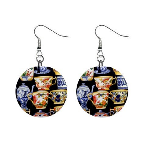 New Tea Pot Cups Collector Dangle Earrings Jewelry Button Round 12400603