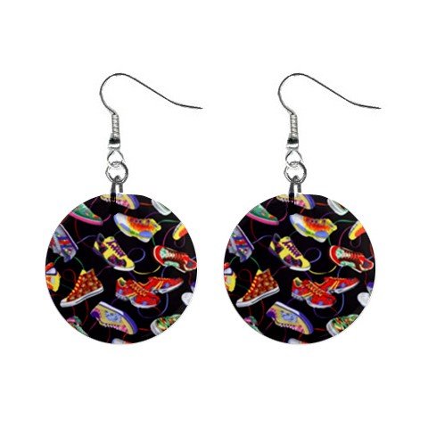 New Sneekers Shoes Dangle Earrings Jewelry Button Round 12398821